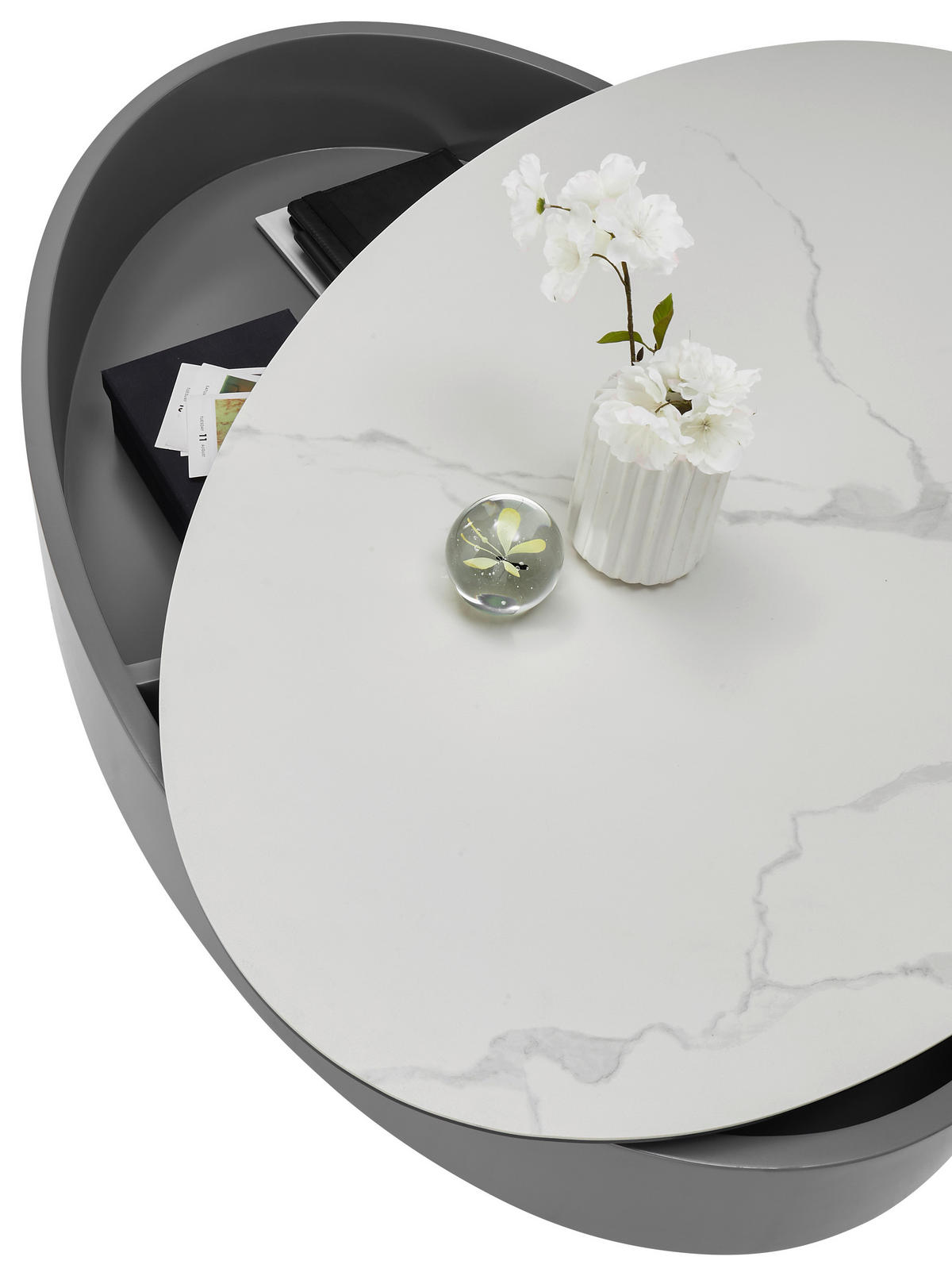 Couchtisch Sinisa anthrazit weiß Marmor Optik B/H/T: ca. 110x42x70 cm Sinisa - weiß/anthrazit (110,00/42,00/70,00cm)