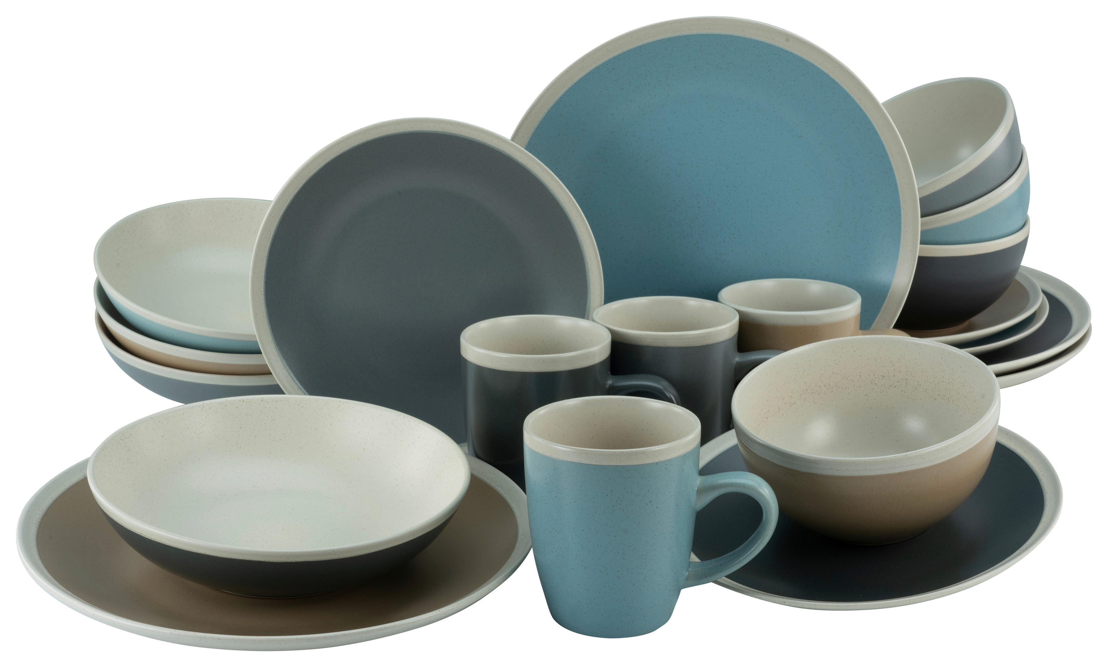 CreaTable Kombiservice NORDIC LIVING cool multicolor Steinzeug 16 tlg. NORDIC LIVING cool - multicolor - CreaTable