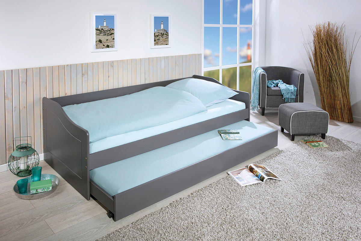 Funktionsbett Malte grau Liegefläche B/L: ca. 90x200 cm Malte - grau (208,00/97,00/62,00cm) - Inter Link