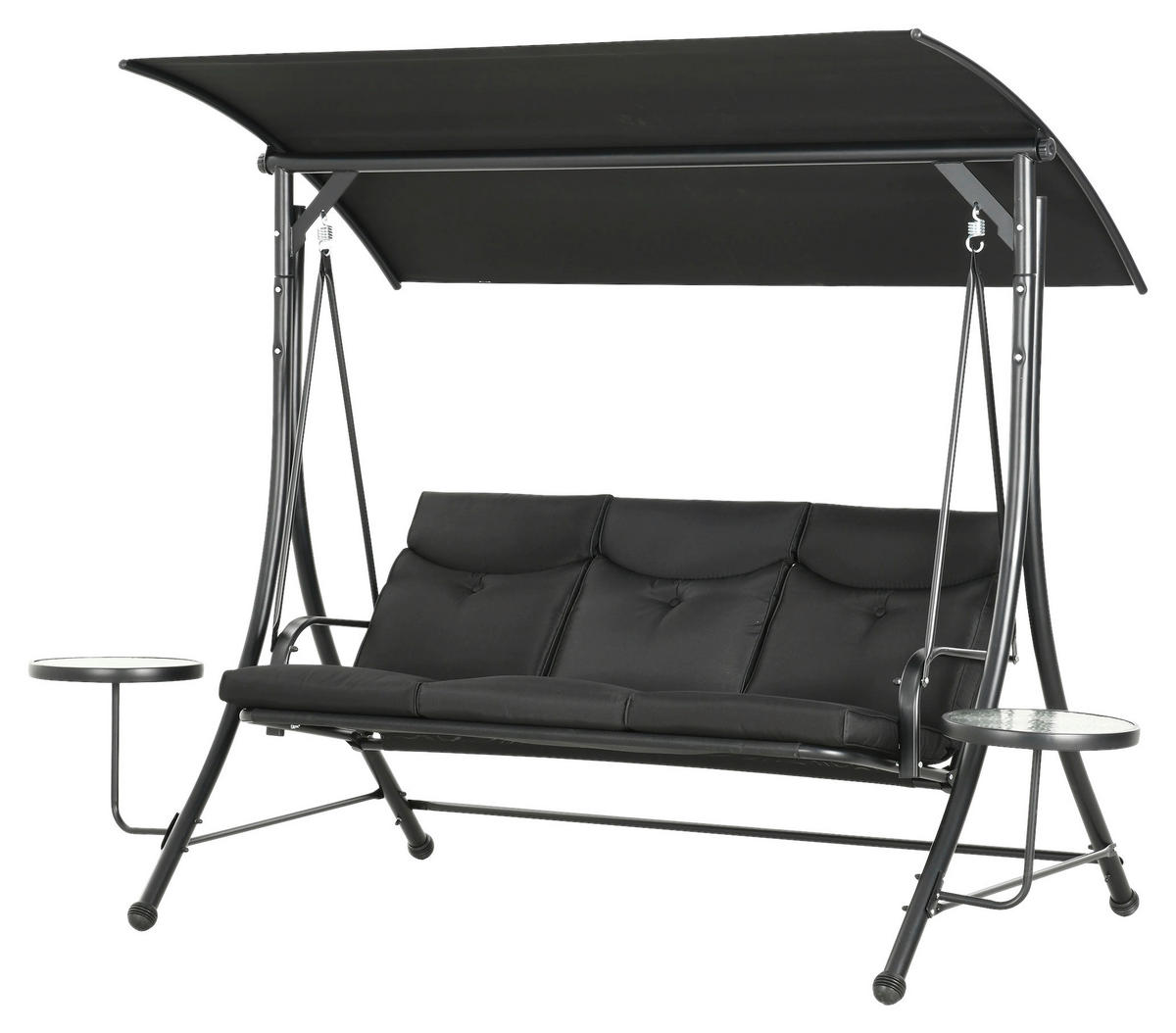 Outsunny Hollywoodschaukel schwarz Polyester B/H/L: ca. 135x177x278 cm Hollywoodschaukel - schwarz (278,00/135,00/177,00cm) - Outsunny