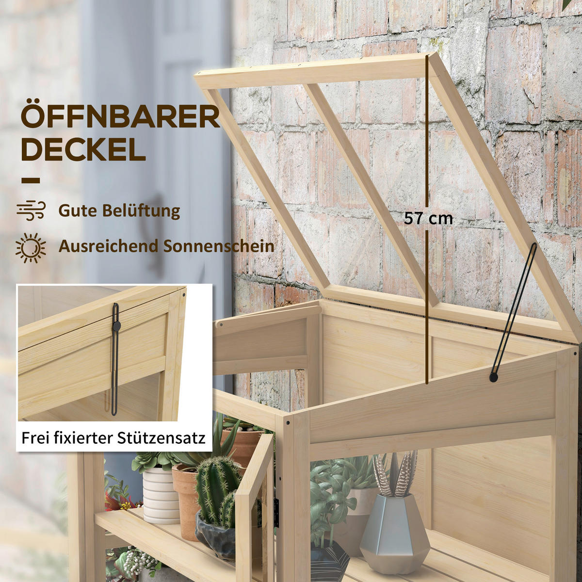 Outsunny Gewächshaus B/H/L: ca. 61x103x103 cm Frühbeet - natur (103,00/61,00/103,00cm) - Outsunny