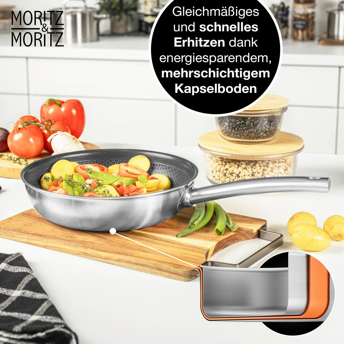 Moritz & Moritz Pfanne silber Edelstahl Pfanne 24cm - silber - Moritz & Moritz