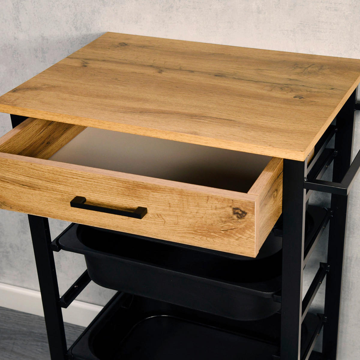 Kesper Küchenwagen natur Spanplatte B/H/T: ca. 47x85x37 cm Küchenwagen - natur/schwarz (47,00/85,00/37,00cm) - Kesper