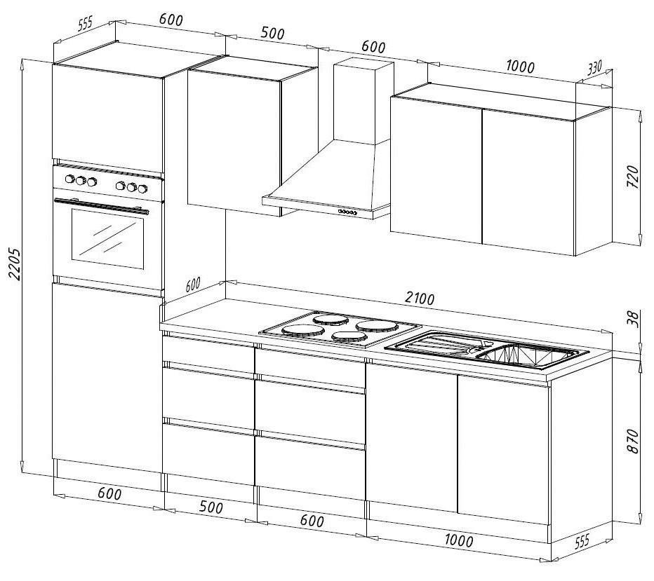 Thumbnail - Respekta Küchenblock Premium grau Hochglanz B/H/T: ca. 270x220,5x60 cm
