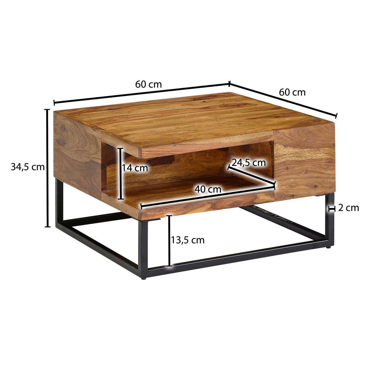 Couchtisch braun B/H/T: ca. 60x35x60 cm Couchtisch - braun (60,00/35,00/60,00cm) - Wohnling