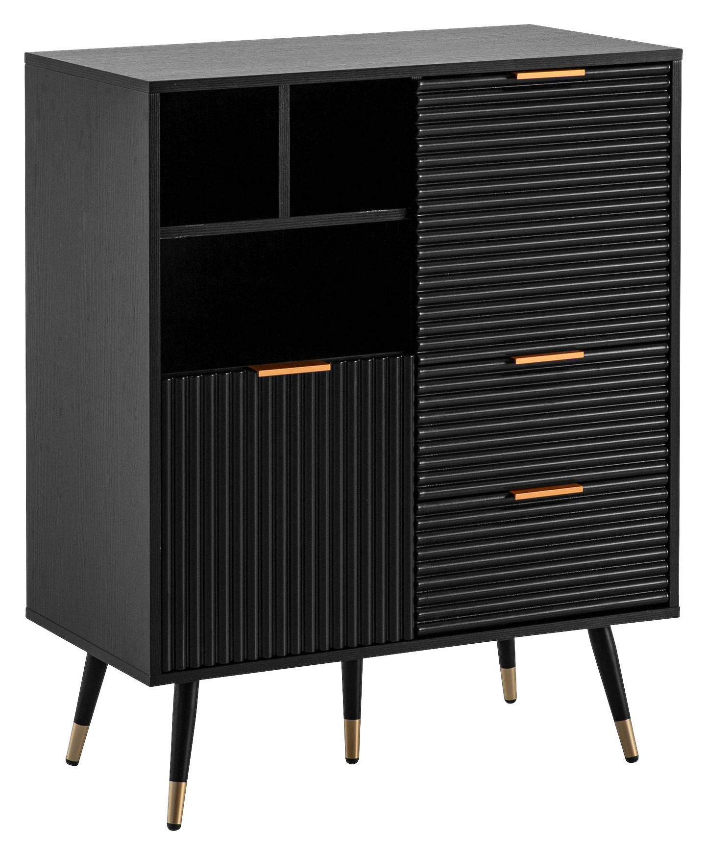 Sideboard schwarz B/H/T: ca. 77x97x40 cm Sideboard - schwarz (77,00/97,00/40,00cm) - Wohnling