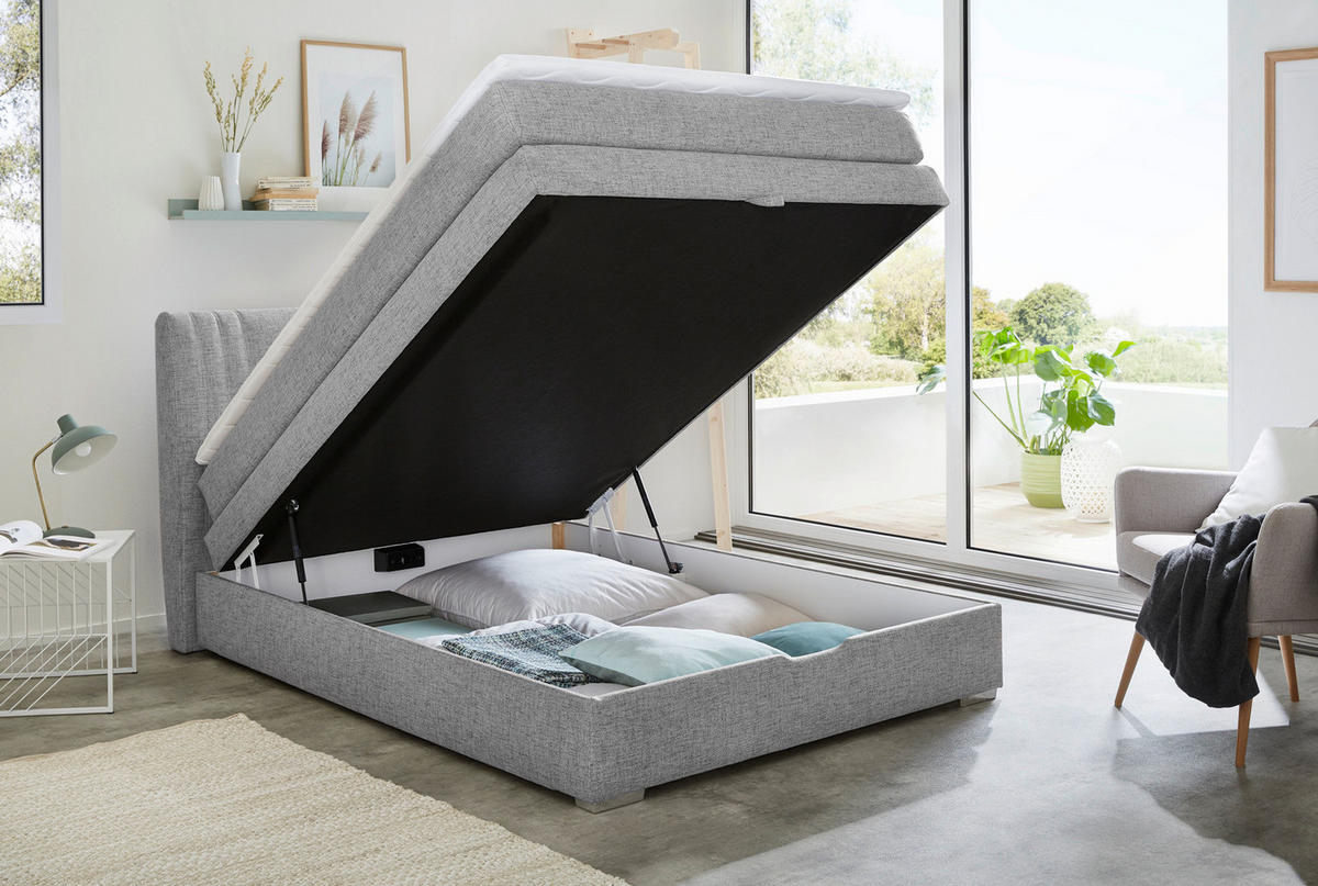Boxspringbett  grau Liegefläche B/L: ca. 140x200 cm Amira_Boxspringbett - grau (154,00/105,00/217,00cm)