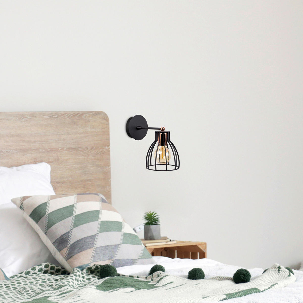 Opviq Wandleuchte Kemah schwarz bronze Metall B/H/T/L/D: ca. 15x24x15x15x15 cm E27 1 Brennstellen Kemah - schwarz/bronze (15,00/15,00/24,00cm) - Opviq