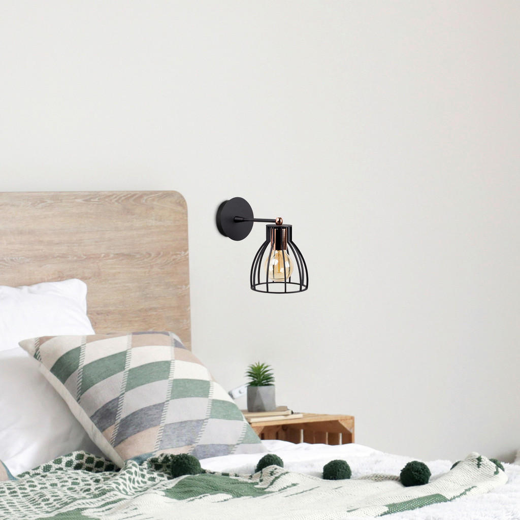 Thumbnail - Opviq Wandleuchte Kemah schwarz bronze Metall B/H/T/L/D: ca. 15x24x15x15x15 cm E27 1 Brennstellen