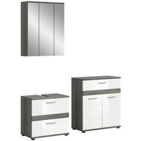 Badezimmer-Set BLAKE Rauchsilber Nachbildung weiß Hochglanz B/H/T: ca. 146x191x34 cm BLAKE - weiß (146,00/191,00/34,00cm) - xonox.home