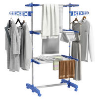 HOMCOM Wäscheständer blau Kunststoff B/H/L: ca. 55x142x152 cm Trockenständer - blau (152,00/55,00/142,00cm) - HOMCOM