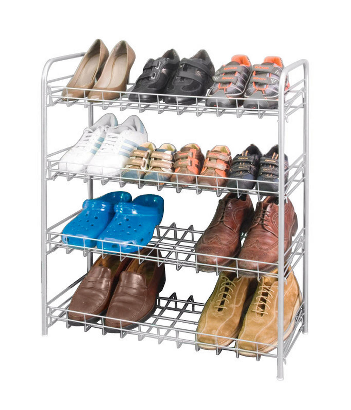 Metaltex Schuhregal silber Metall B/H/L: ca. 23x80x64 cm Schuhregal_4_Etagen - silber (64,00/23,00/80,00cm) - Metaltex