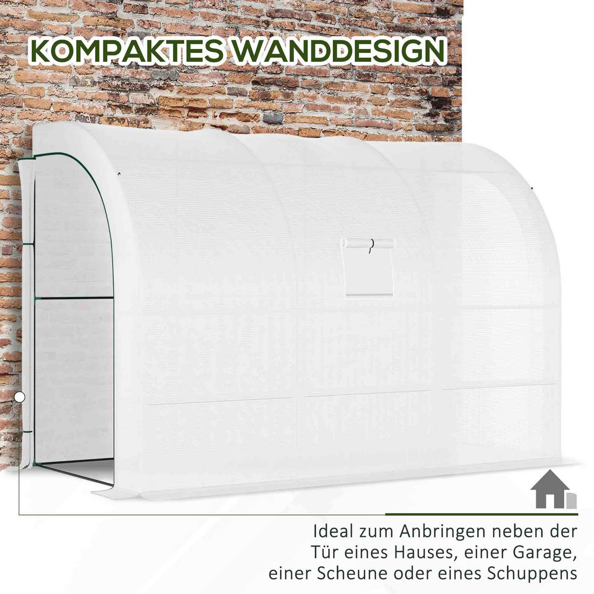 Outsunny Gewächshaus B/H/L: ca. 150x213x300 cm Gewächshaus - weiß (300,00/150,00/213,00cm) - Outsunny