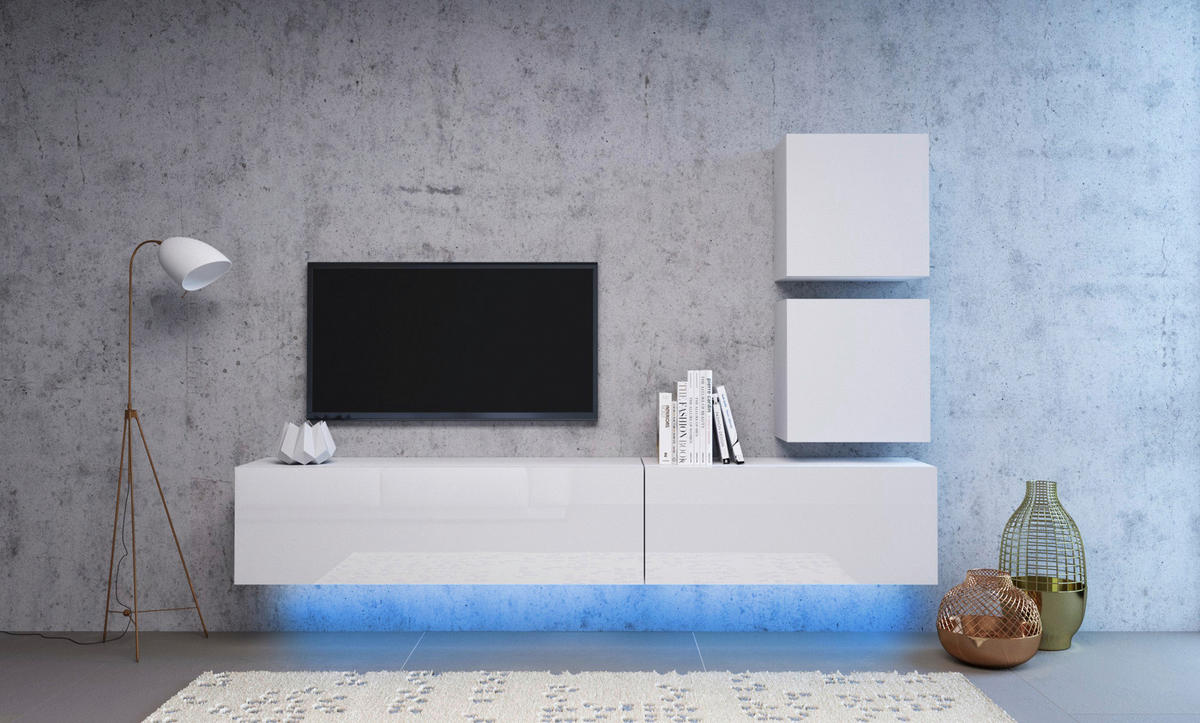 TV-Lowboard VIVIEN weiß weiß glanz B/H/T: ca. 140x40x38 cm VIVIEN - weiß (140,00/40,00/38,00cm) - WIPMEB