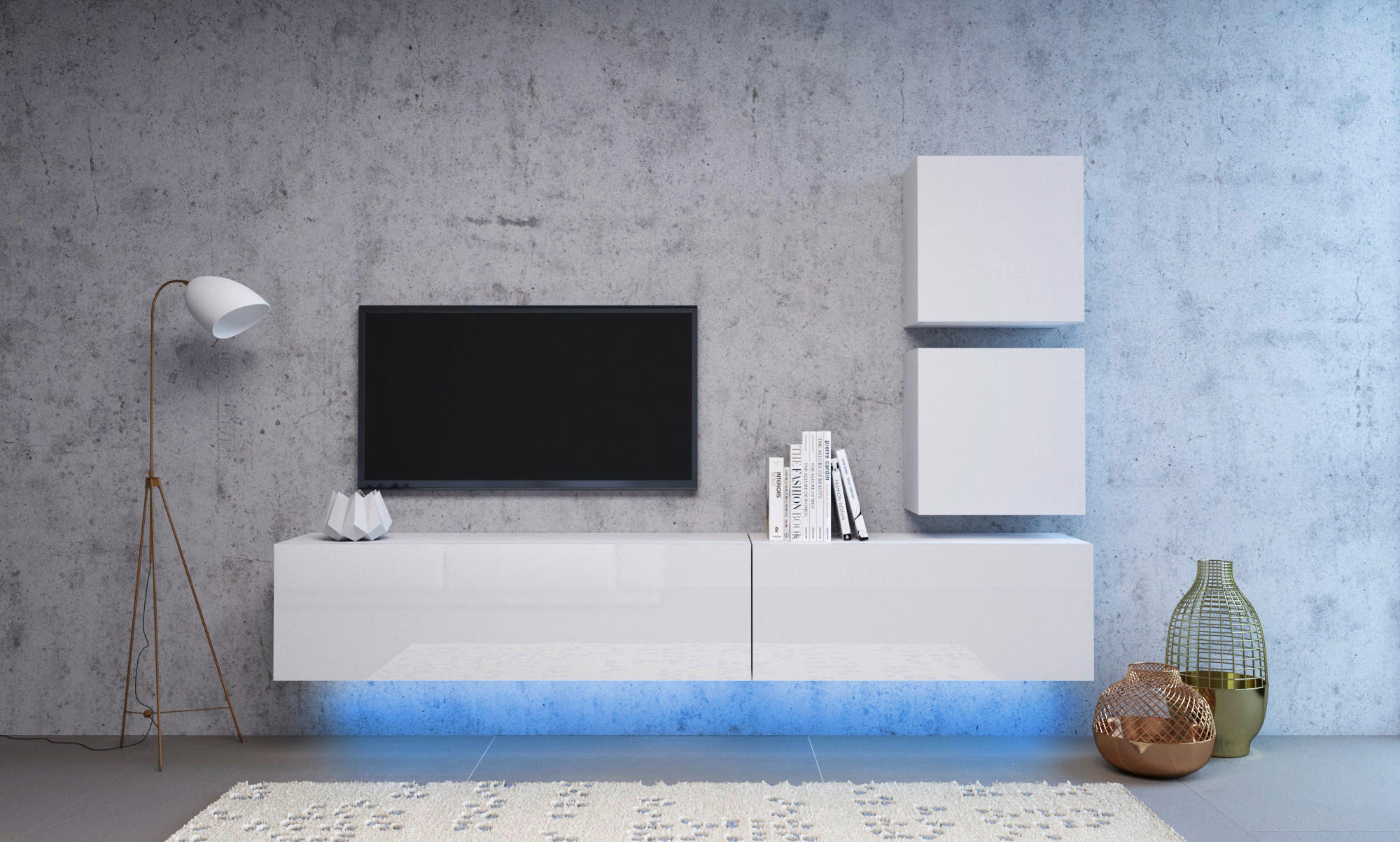 Thumbnail - TV-Lowboard VIVIEN weiß weiß glanz B/H/T: ca. 140x40x38 cm