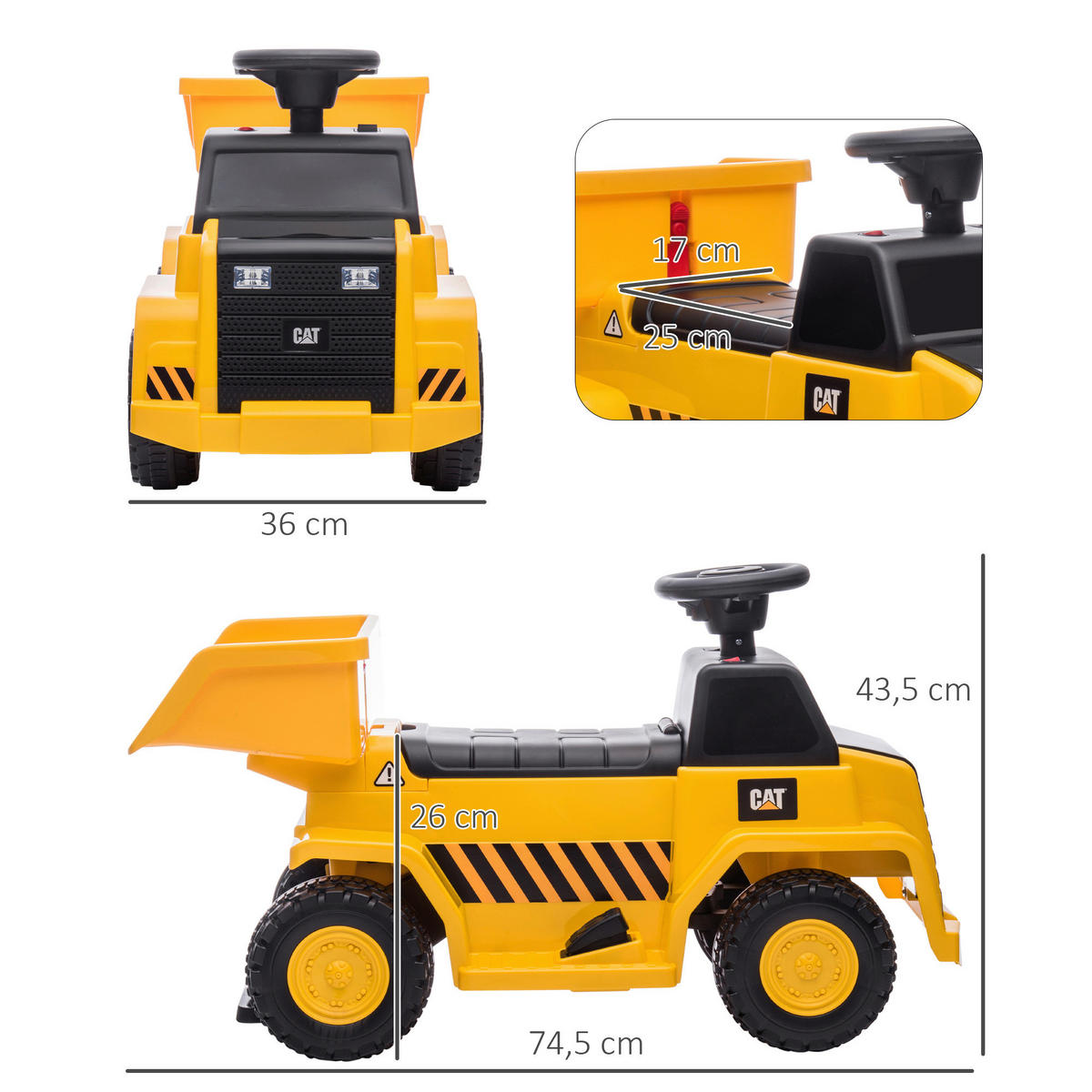 HOMCOM Elektro Kindertraktor gelb B/H/L: ca. 36x74,5x43,5 cm Elektro_Kindertraktor - gelb (43,50/36,00/74,50cm) - HOMCOM