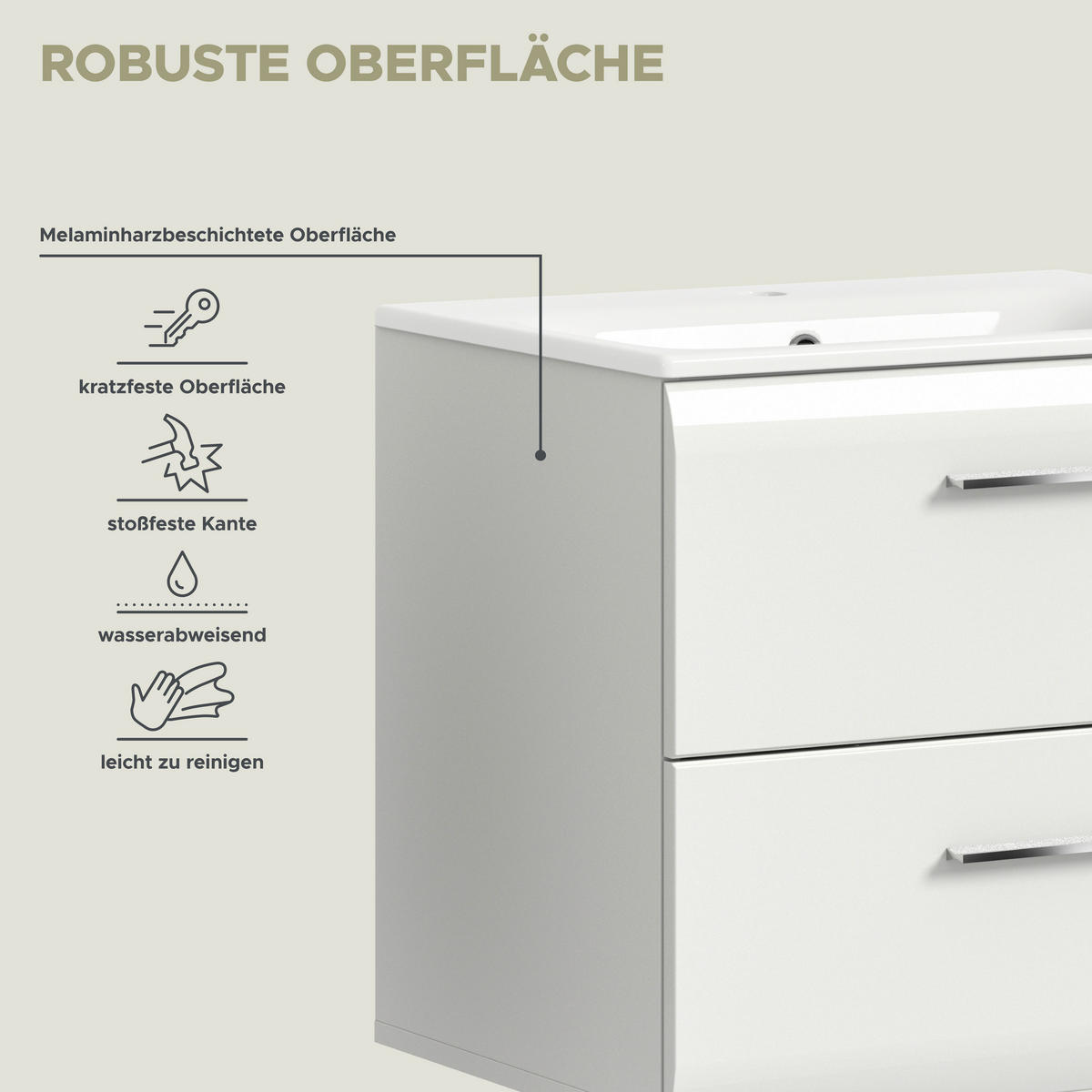 Badezimmer-Set Ice weiß weiß Hochglanz B/H/T: ca. 105x185x46 cm Ice - weiß (105,00/185,00/46,00cm) - xonox.home