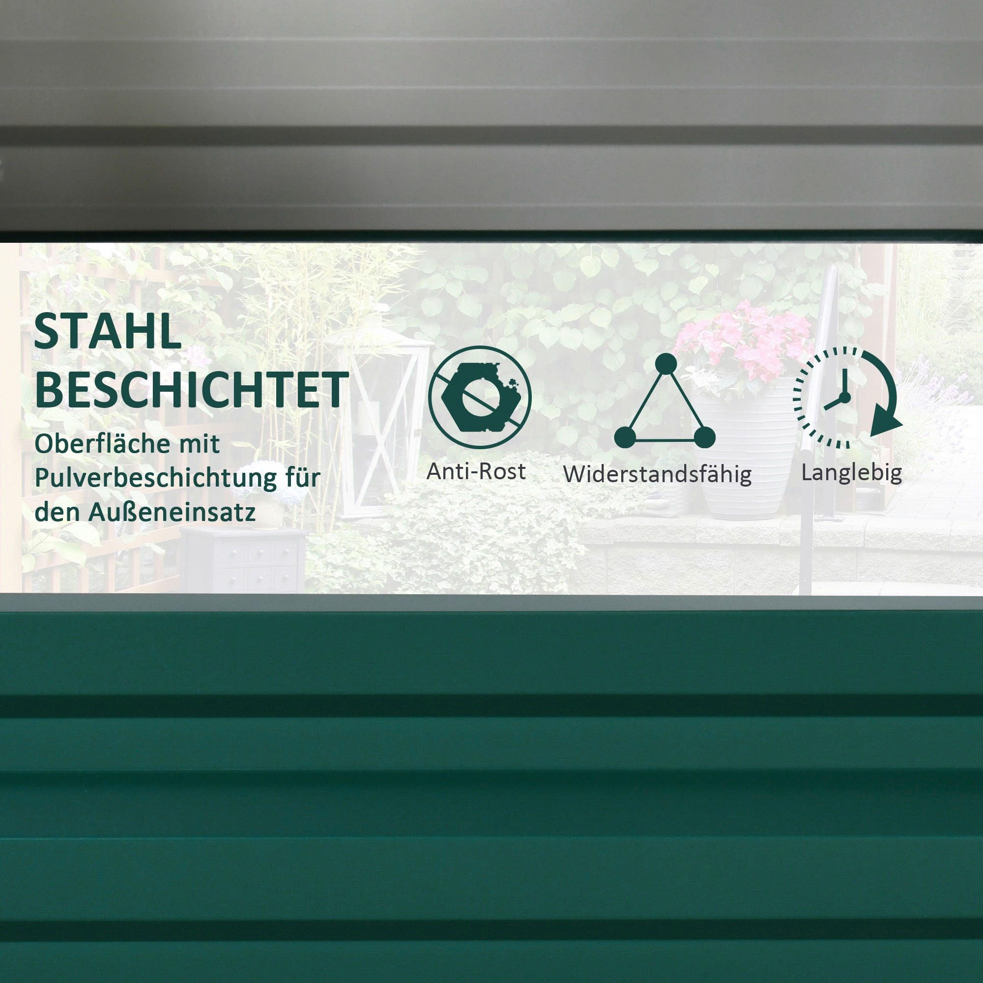 Outsunny Hochbeet grün Edelstahl B/H/L:...