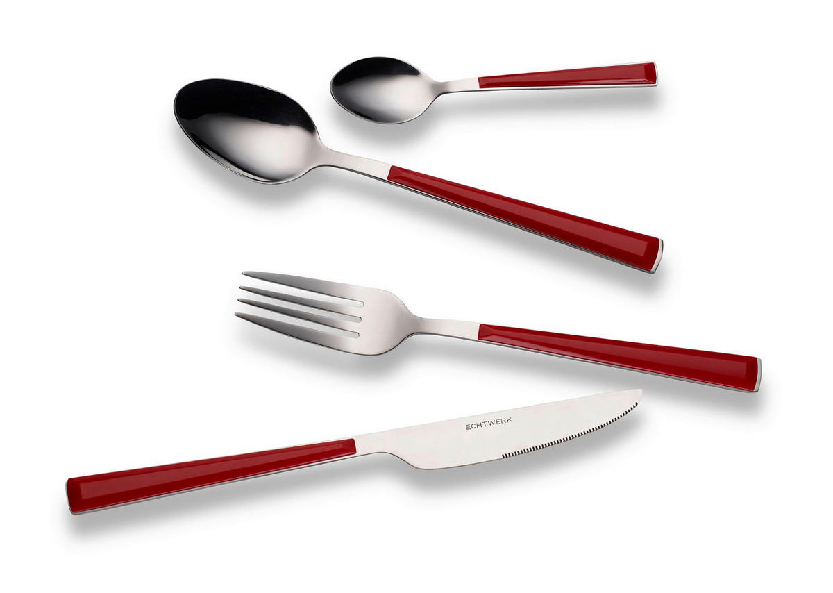 ECHTWERK Besteckset Basic rot Edelstahl 16 tlg. Basic - rot (25,50/24,00/5,50cm) - ECHTWERK