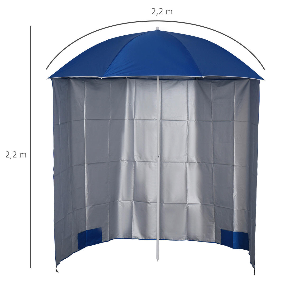 Outsunny Sonnenschirm blau Metall D: ca. 220 cm Sonnenschirm - blau (220,00cm) - Outsunny