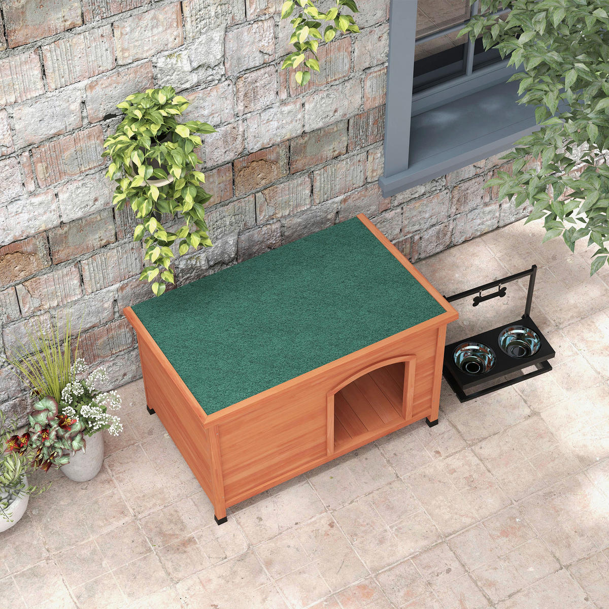PawHut Hundehütte orange Holz B/H/L: ca. 65,5x68x100 cm Hundehütte - orange (100,00/65,50/68,00cm) - PawHut