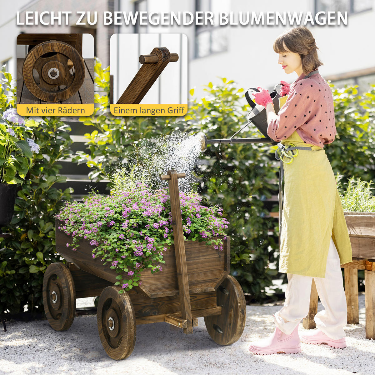 Outsunny Blumenwagen grau B/H/L: ca. 53x55x120 cm Blumenwagen - grau (120,00/53,00/55,00cm) - Outsunny