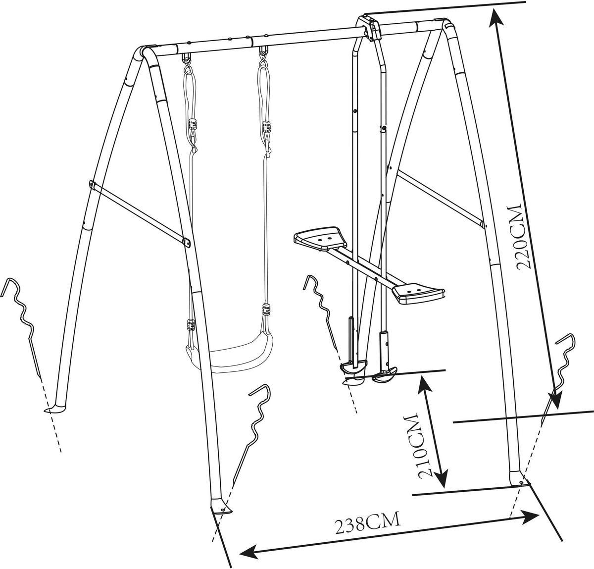 AXI Doppelschaukel anthrazit B/H/L: ca. 210x217x210 cm Doppelschaukel - creme/anthrazit (210,00/210,00/217,00cm) - AXI