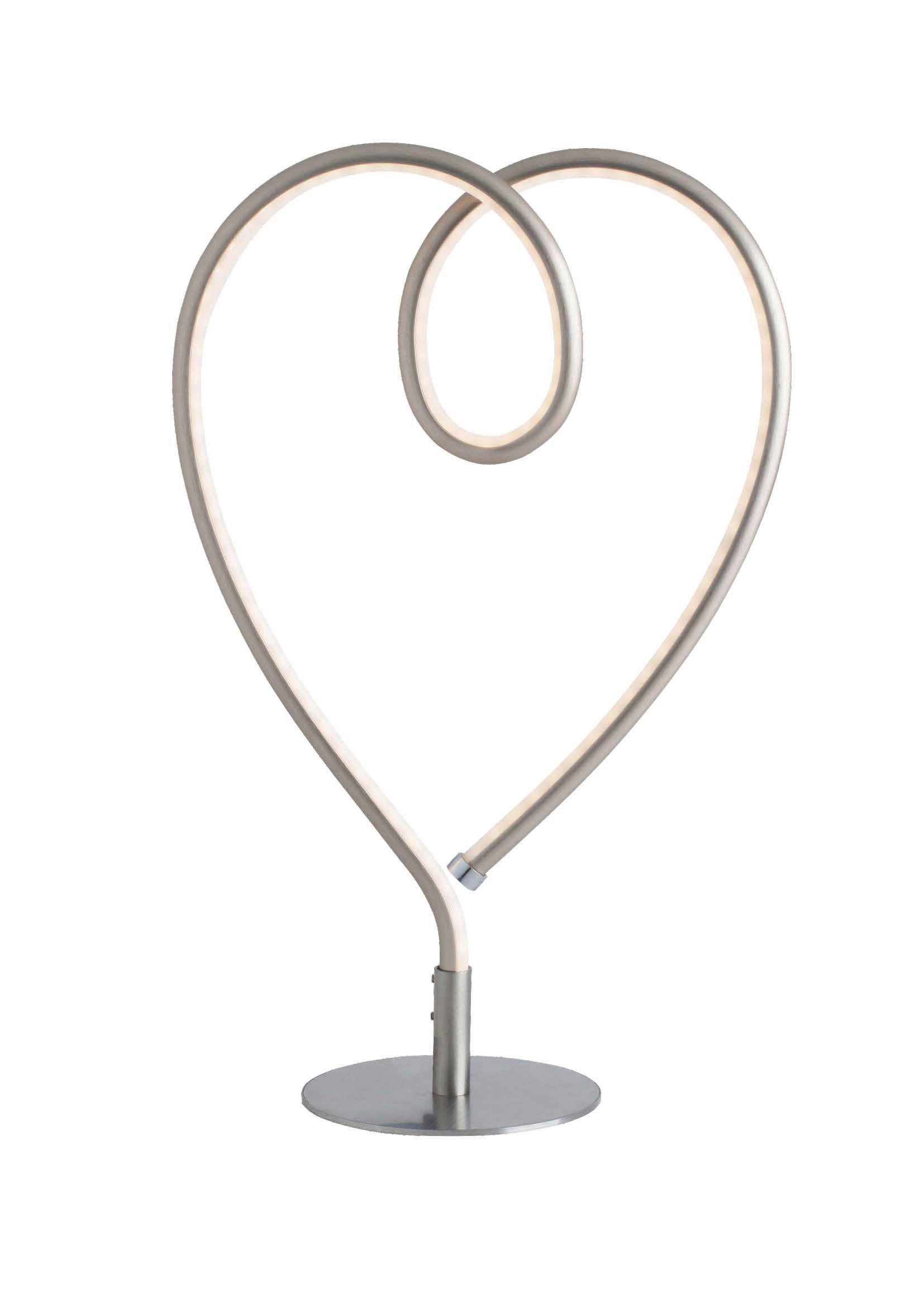 POCOline Tischleuchte Heart nickel matt weiß Metall Kunststoff B/H: ca. 24x40 cm Heart - weiß/nickel matt (24,00/40,00cm) - POCOline