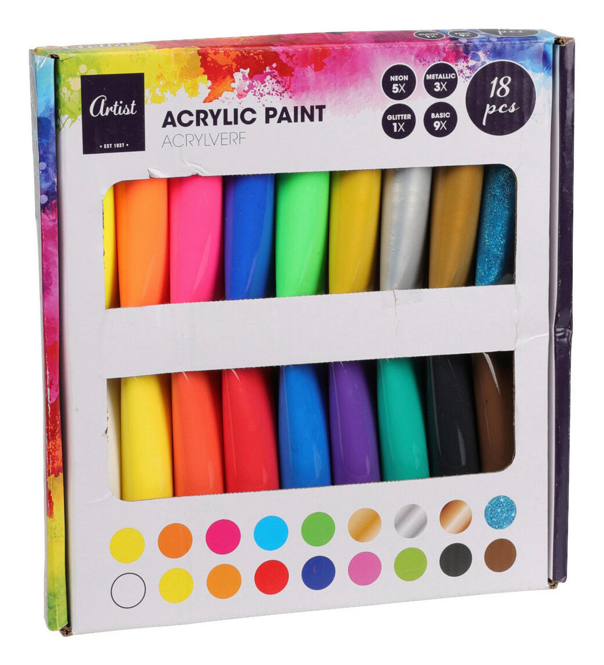 Acrylfarben-Set B/H/L: ca. 24x3x25 cm Acrylfarbenset_18tlg. - sortiert (25,00/24,00/3,00cm)