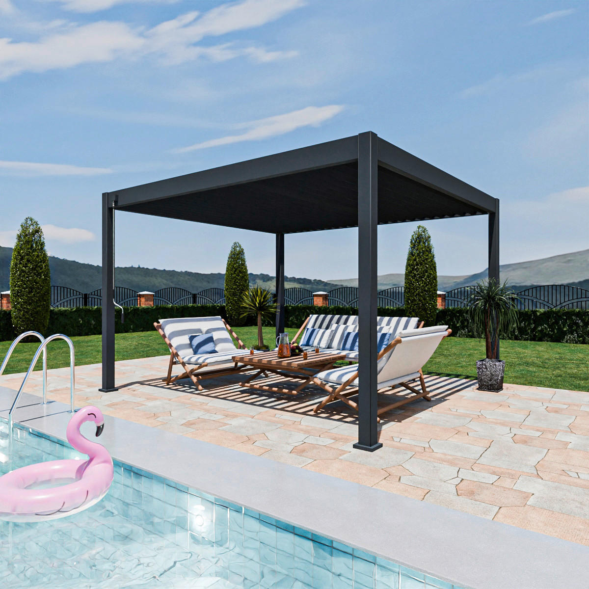 PergoLine Pergola Superior anthrazit Aluminium B/H/L: ca. 400x255x360 cm Superior - anthrazit (360,00/400,00/255,00cm) - PergoLine