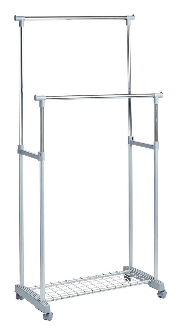 Zeller Rollkleiderständer Silbergrau Metall B/H/L: ca. 43x170x83 cm Rollkleiderständer_2-stufig - Silbergrau (83,00/43,00/170,00cm) - Zeller