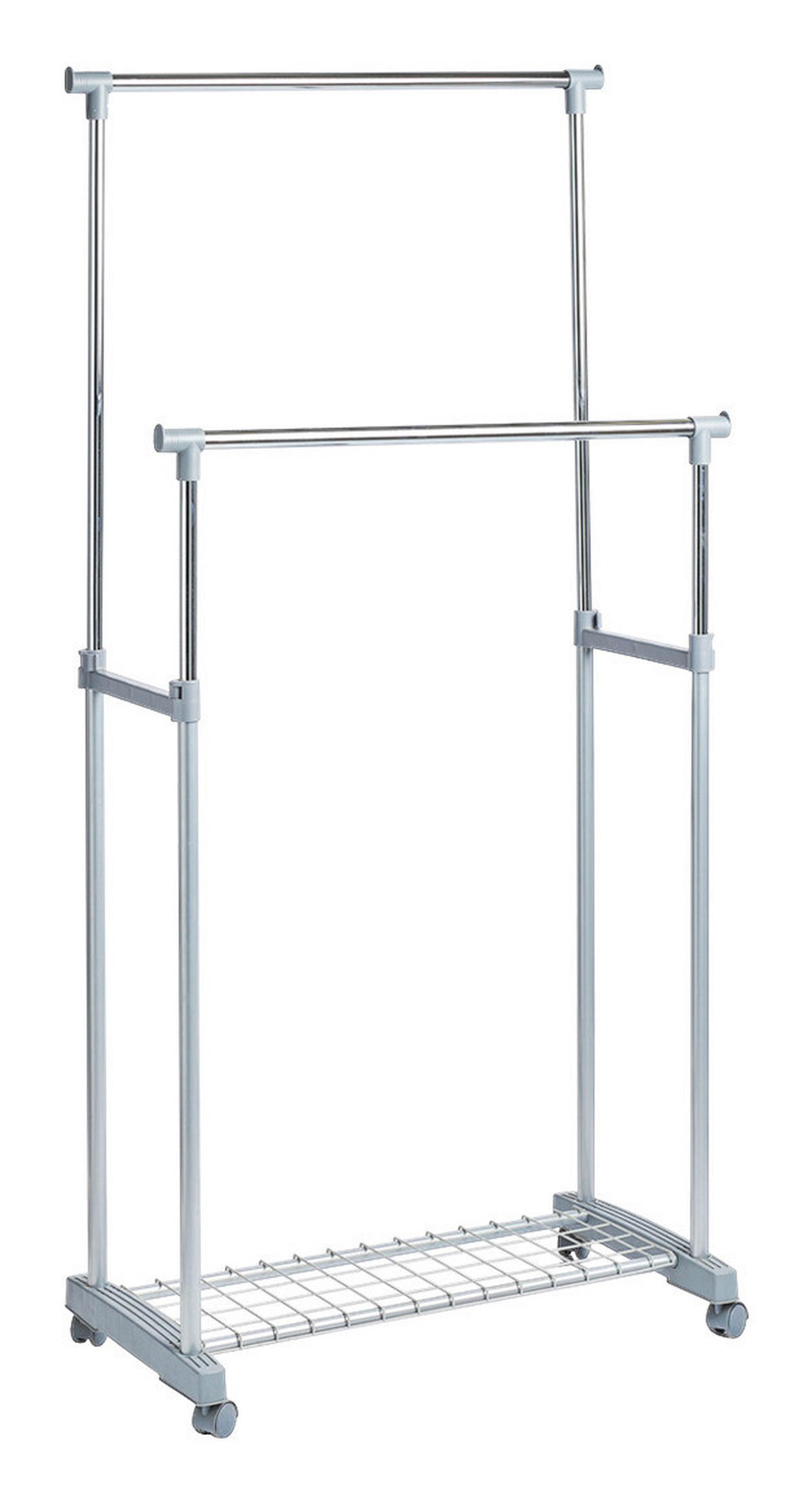 Zeller Rollkleiderständer Silbergrau Metall B/H/L: ca. 43x170x83 cm Rollkleiderständer_2-stufig - Silbergrau (83,00/43,00/170,00cm) - Zeller
