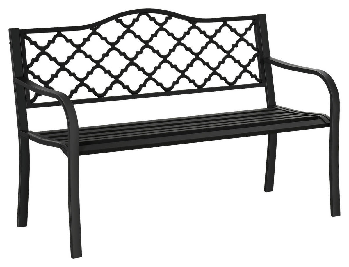 Outsunny Gartenbank schwarz Eisen B/H/L: ca. 58,5x89x128 cm Gartenbank - schwarz (128,00/58,50/89,00cm) - Outsunny