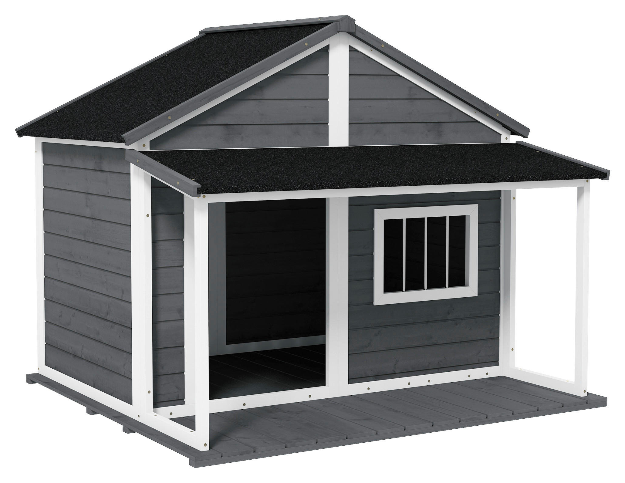 PawHut Hunde-Zubehör grau Polypropylen B/H/L: ca. 112x124x105 cm Hundehütte - grau (105,00/112,00/124,00cm) - PawHut