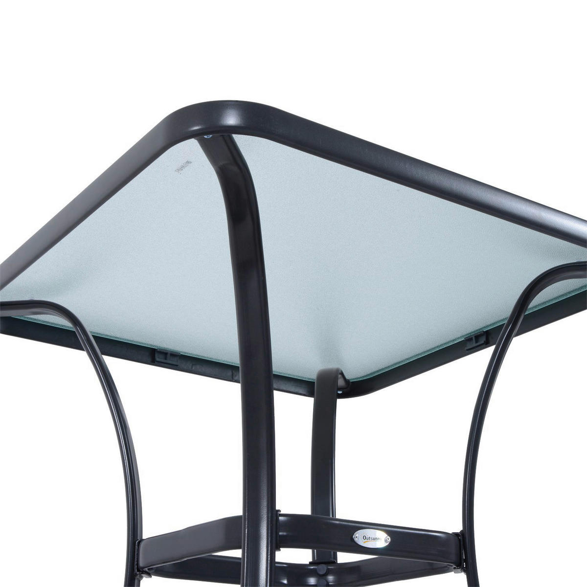 Outsunny Glastisch schwarz Metall B/H/L: ca. 68,5x84x68,5 cm Glastisch - schwarz (68,50/68,50/84,00cm) - Outsunny