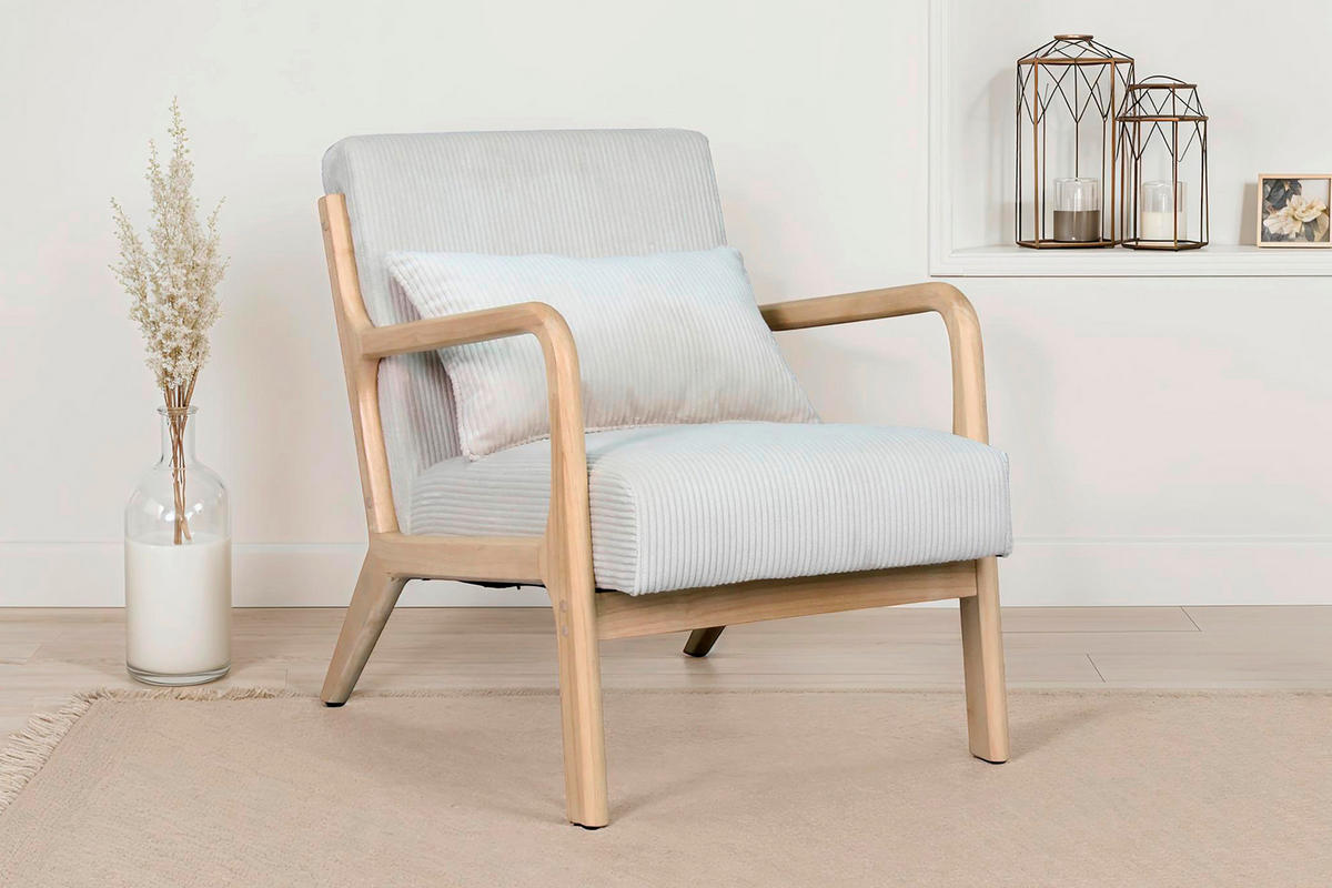 Sessel NOHR natur weiß B/H/T: ca. 65,2x80,6x76 cm NOHR - weiß/natur (65,20/80,60/76,00cm) - byLIVING