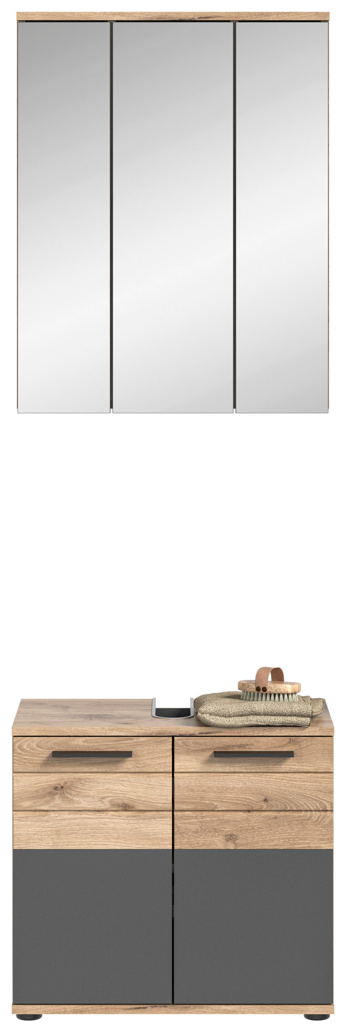 Badezimmer-Set MASON Nox Oak Nachbildung edles Basaltgrau Nachbildung B/H/T: ca. 60x190x34 cm MASON - edles Basaltgrau (60,00/190,00/34,00cm) - xonox.home