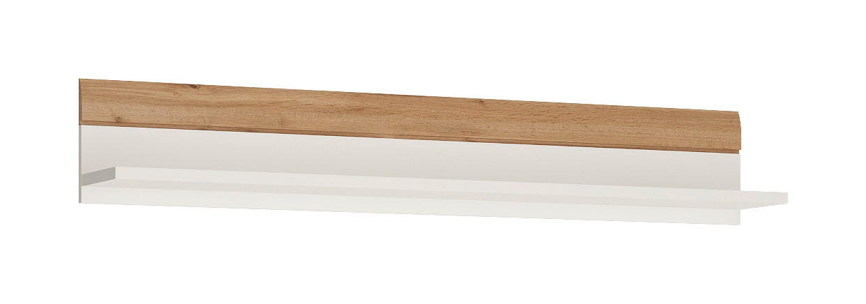 Wandboard Merida weiß weiß hochglänzend Eiche Wotan B/H/T: ca. 140x23x22 cm Merida - Eiche/weiß (140,00/23,00/22,00cm)