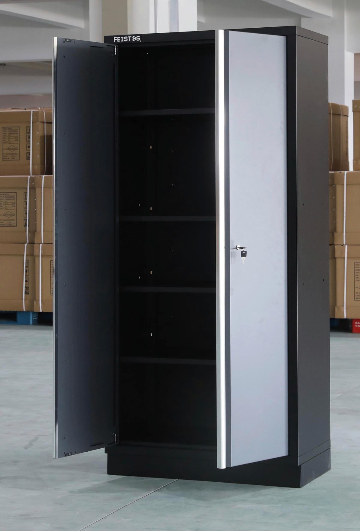 Werkstatteinrichtung Apollo anthrazit B/H/L: ca. 92x200x46 cm Apollo - schwarz/anthrazit (46,00/92,00/200,00cm) - Feistos