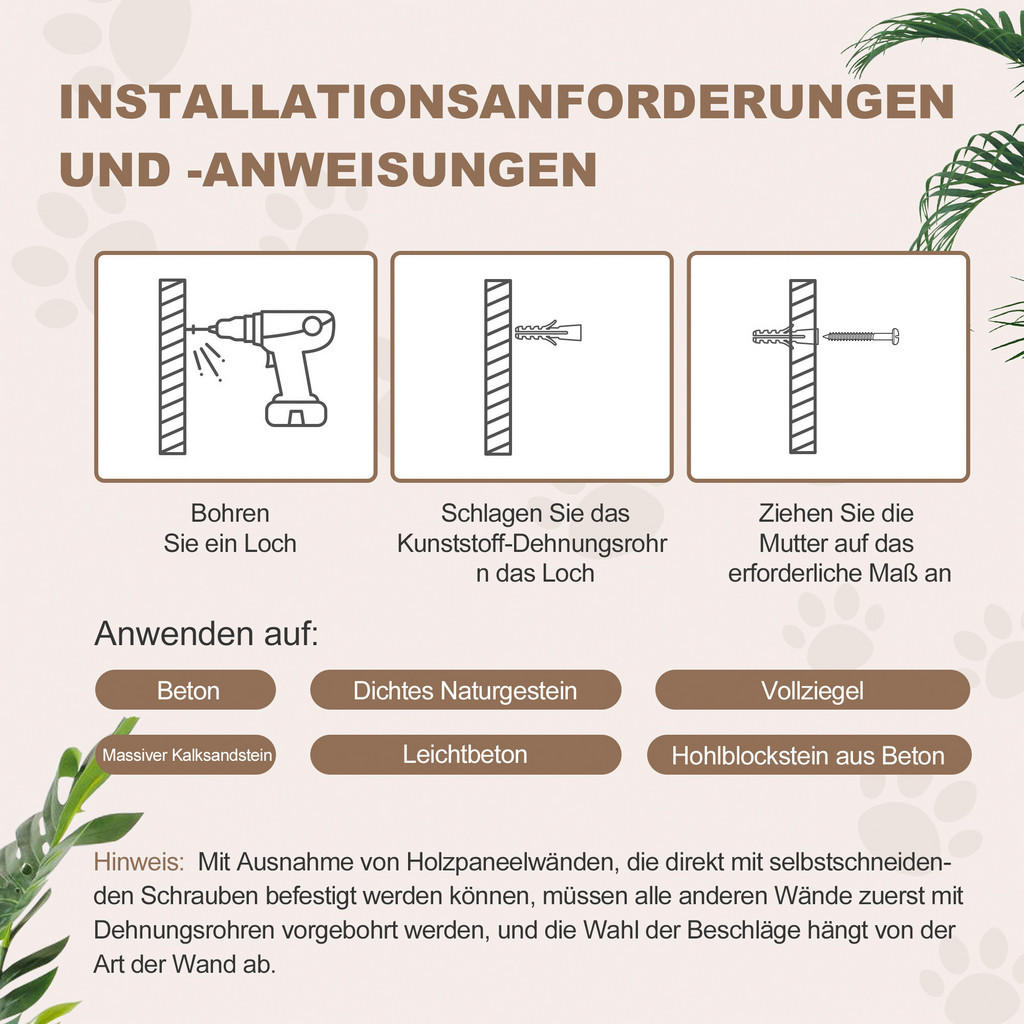 Thumbnail - PawHut Katzen Kletterwand hellgrau Spanplatte B/H/L: ca. 30x38x154 cm