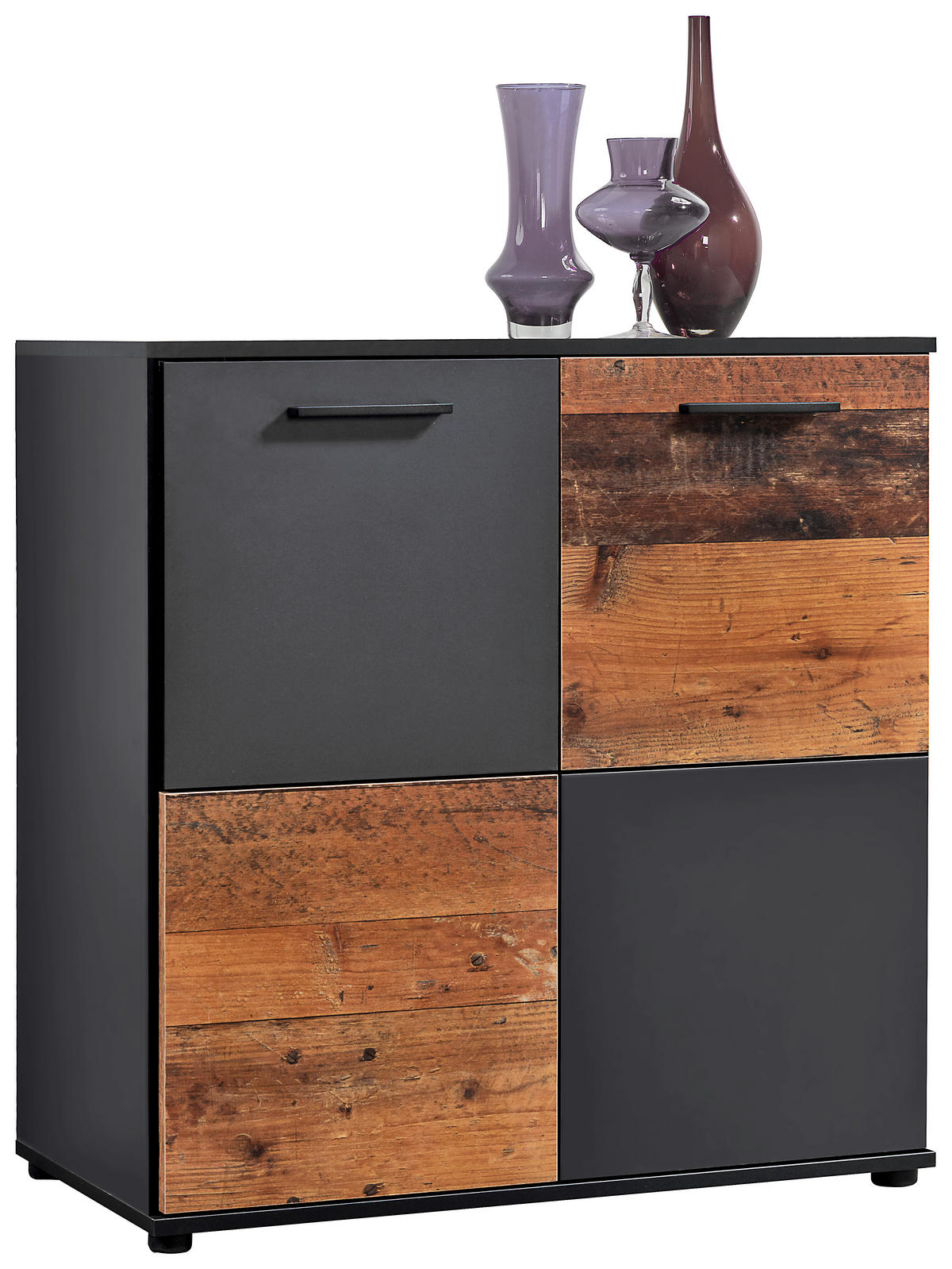 Kommode Zero anthrazit Old Wood Nachbildung B/H/T: ca. 78x82x39 cm Zero - anthrazit (78,00/82,00/39,00cm)