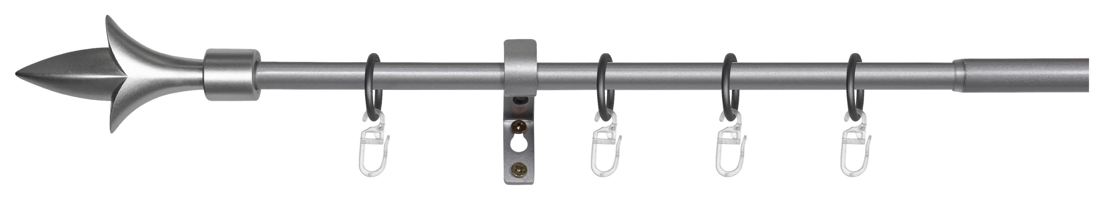 Gardinenstange silber Aluminium ausziehbar von ca. 130 bis 240 cm 1.0 Läufe Gardinenstange_Lance - silber