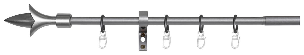 Gardinenstange silber Aluminium ausziehbar von ca. 130 bis 240 cm 1.0 Läufe Gardinenstange_Lance - silber