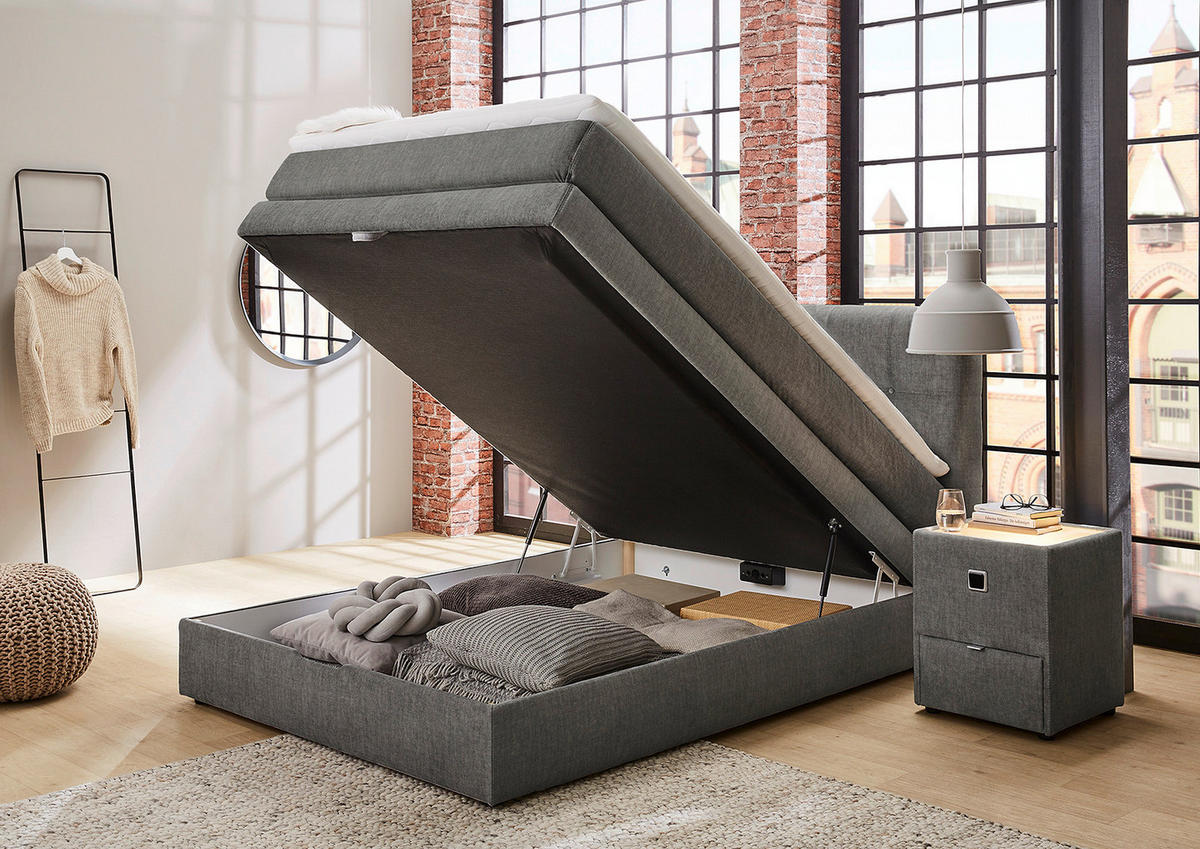 Boxspringbett  grau Liegefläche B/L: ca. 140x200 cm Amy_Boxspringbett - grau (157,00/40,00/220,00cm)