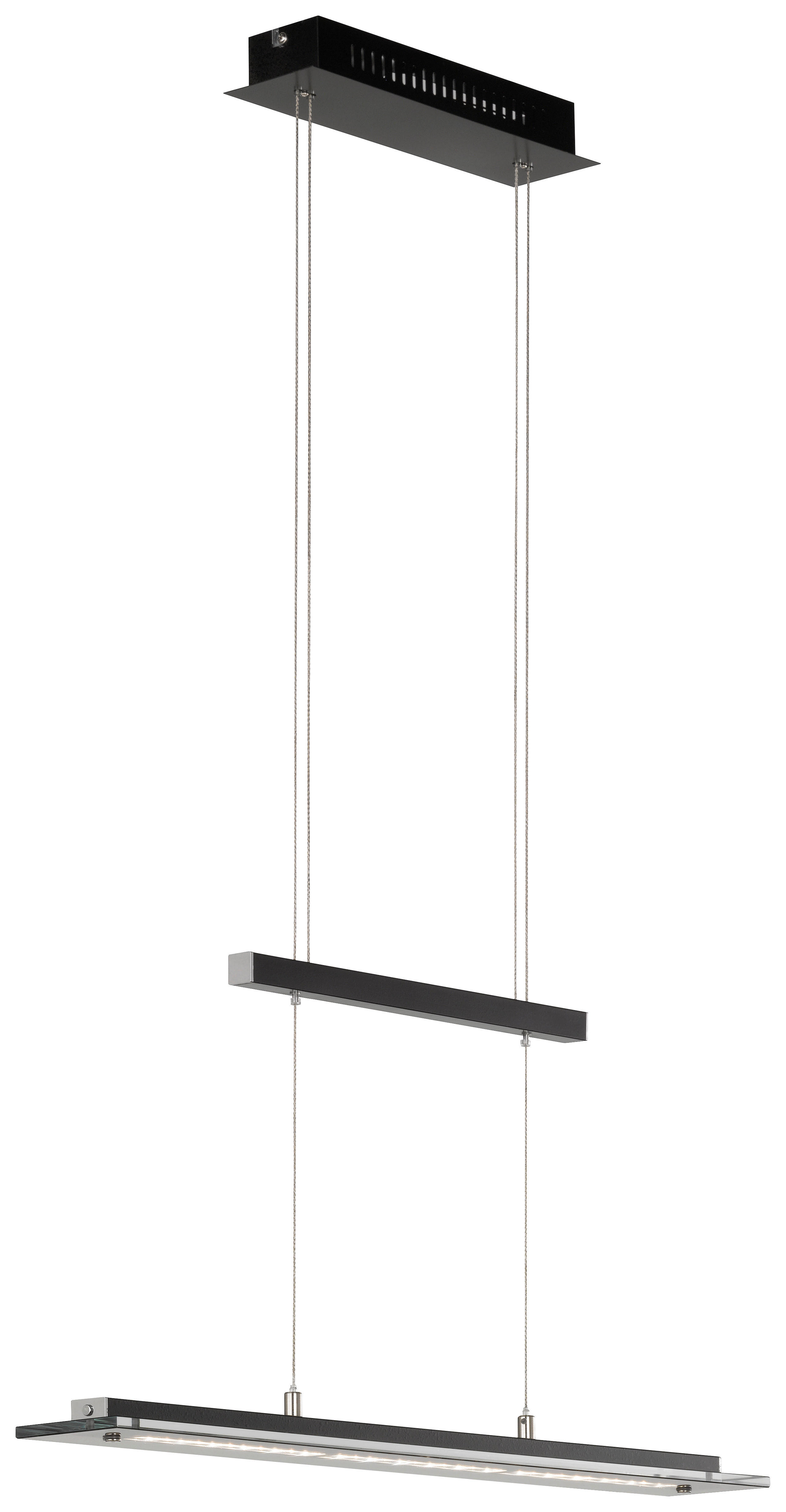 Fischer & Honsel LED-Pendelleuchte 60442 Rauch Chrom schwarz Glas Metall B/H/T: ca. 88x150x9 cm 1.0 Brennstellen Tenso TW - schwarz/Rauch (88,00/150,00/9,00cm) - Fischer & Honsel