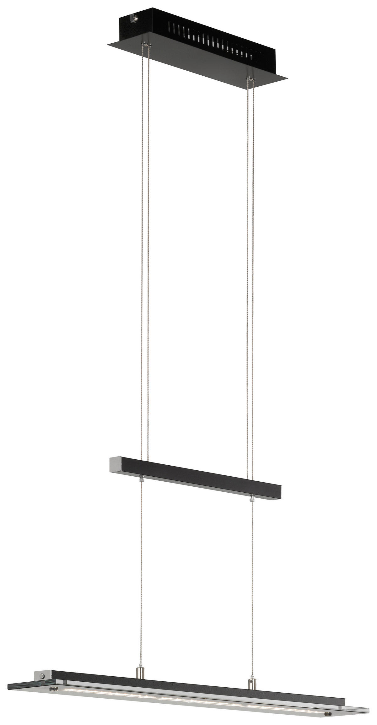 Fischer & Honsel LED-Pendelleuchte 60442 Rauch Chrom schwarz Glas Metall B/H/T: ca. 88x150x9 cm 1.0 Brennstellen Tenso TW - schwarz/Rauch (88,00/150,00/9,00cm) - Fischer & Honsel