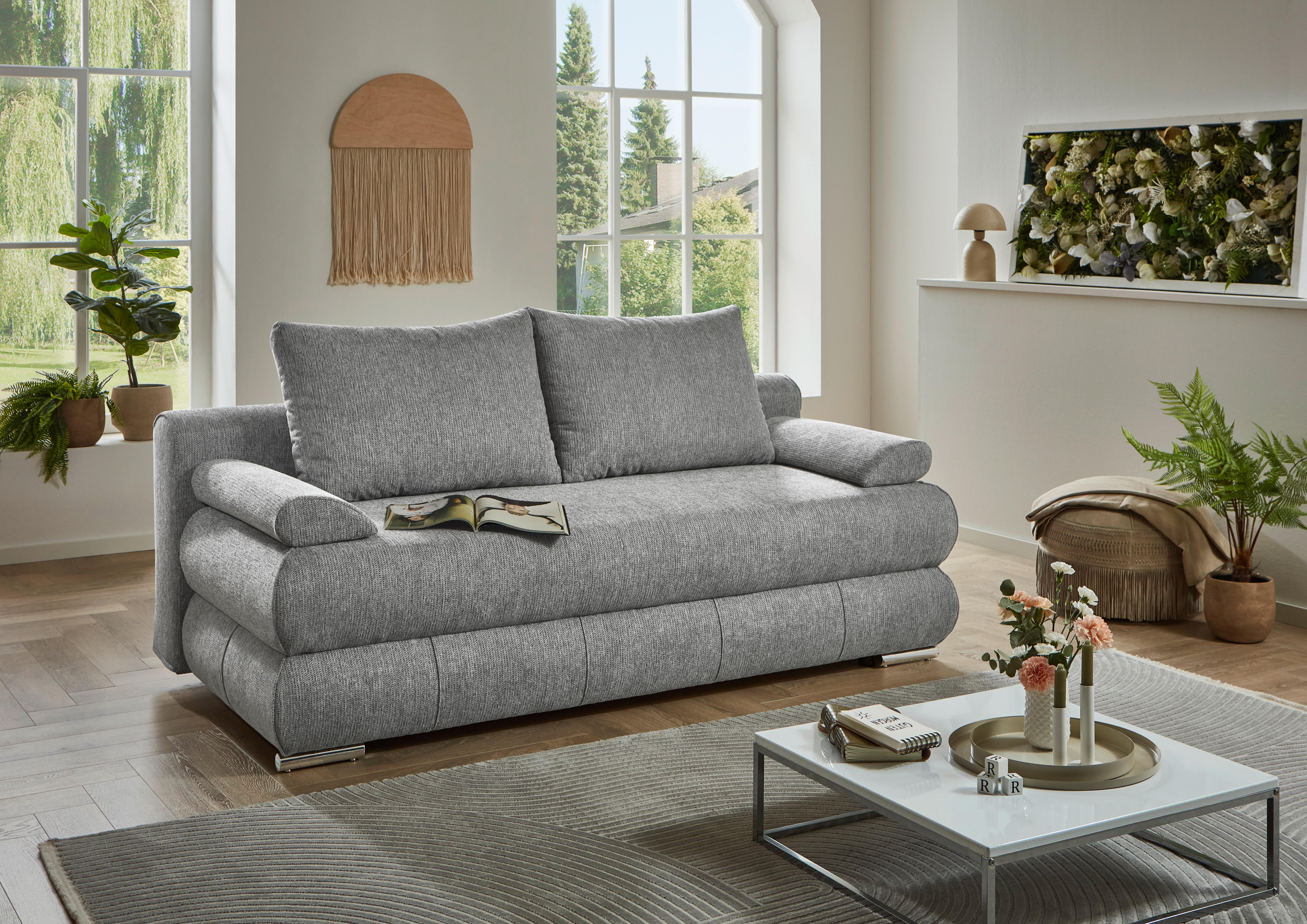 Schlafsofa Biel silber B/H/T: ca. 199x97x95 cm Biel - silber (199,00/97,00/95,00cm)