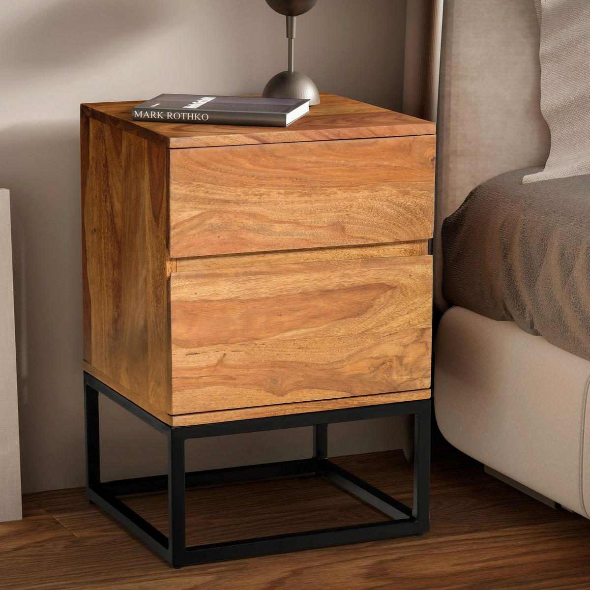 Nachtkonsole braun B/H/T: ca. 40x60x38 cm Nachtkonsole - braun (40,00/60,00/38,00cm) - Wohnling