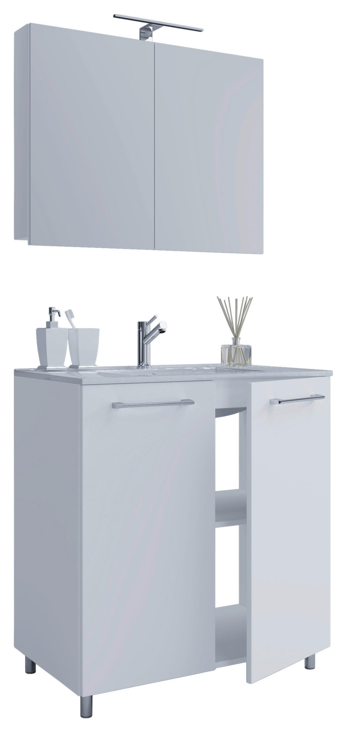 Waschplatz 3tlg-Gilos weiß B/H/T: ca. 60x86x46 cm 3tlg-Gilos - weiß (60,00/86,00/46,00cm) - VCM Möbel