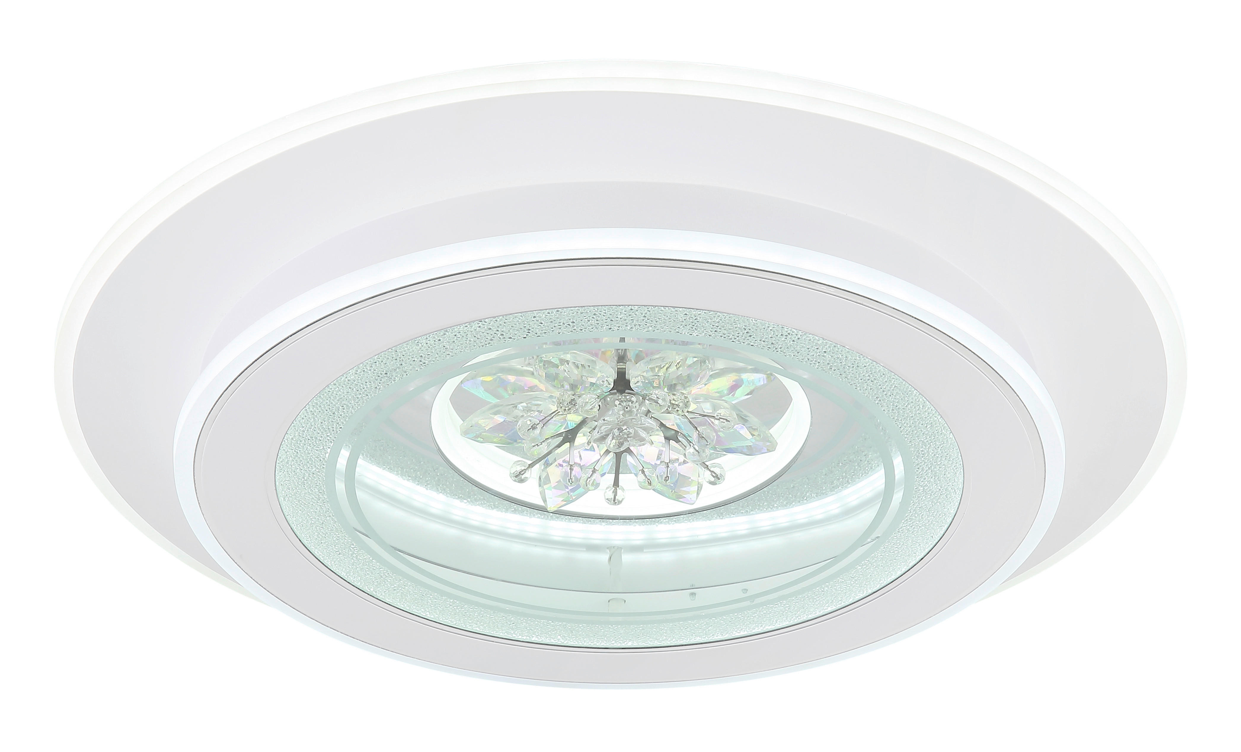 GLOBO LED-Deckenleuchte transparent weiß Opal Metall Kunststoff H/D: ca. 6,5x46 cm BLUMA - weiß/Opal (46,00/6,50cm) - GLOBO